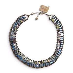 Nakamol Anthropologie Crystal Bead Couture Statement Collar Bib Necklace W